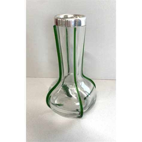 Antico Vaso Vetro Costolato Argento Di Wilhelm Binder Glass Silver