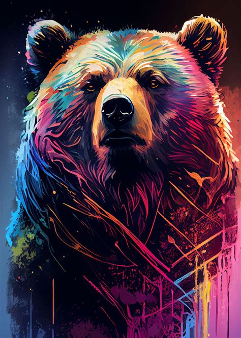 Bear Colorful Poster By DecoyDesign Displate