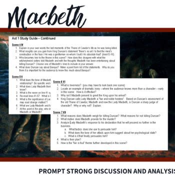 Macbeth Act 1 Study Guide Questions By Relentless Innovation TpT