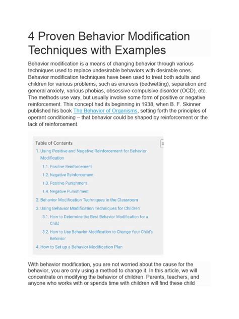 4 Proven Behavior Modification Techniques With Examples Pdf Reinforcement Behavior