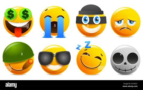 Vektorset für Emoji und Emoticon Gesichter Emojis oder Emoticons mit