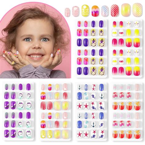 Aliver Kids Press On Nails 144 Count Toddler Fingernails Child Safe