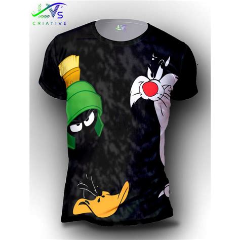 Camisa Camiseta Looney Tunes Marvin Frajola Personagens 100 Poliéster