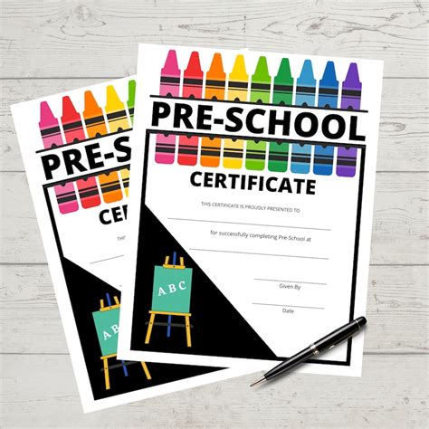 Pre School Certificate Achievement Award Pre K Certificate Etsy