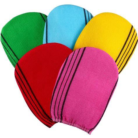 5 Pieces Shower Bath Gloves Exfoliating Towels Bath Scrub Towels Body