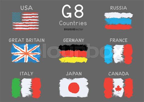 G8 National Hand Drawing Flag Icon Set Stock Vector Colourbox