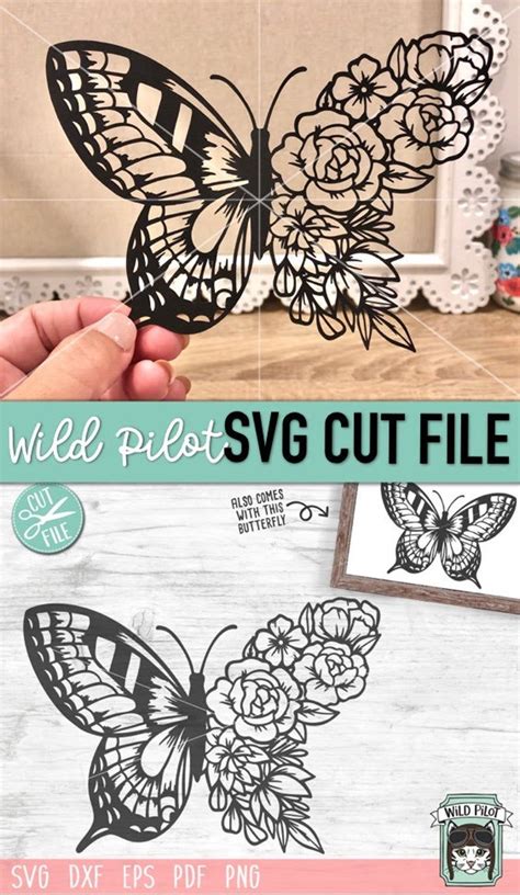 Flowers Svg Floral Butterfly Svg Files For Cricut And Silhouette