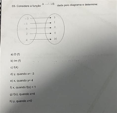 03 Considere A Função A B Dada Pelo Diagrama E Determine A D F B