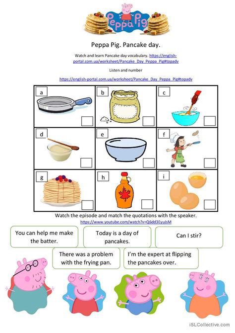 Pancake day. Peppa Pig: English ESL worksheets pdf & doc