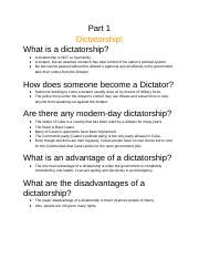 Types of Government - Part 1 Dictatorship! What is a dictatorship? A ...