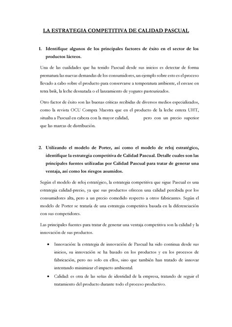 Caso Pr Ctico Direcci N Estrat Gica La Estrategia Competitiva De