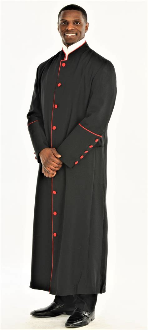 001 Mens Adam Clergy Robe In Black And Red Divinity Clergy Wear