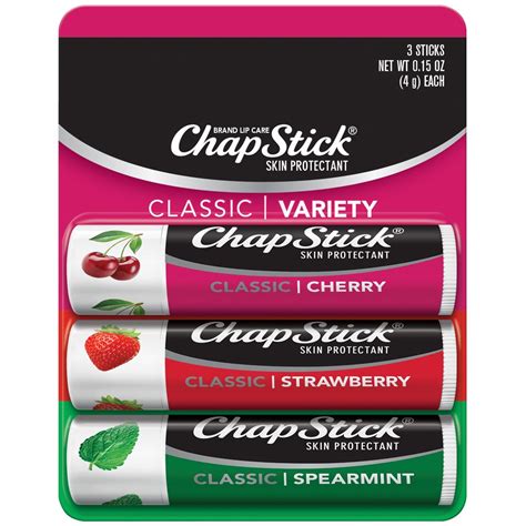 Chapstick Classic Cherry Strawberry And Spearmint Flavors Skin