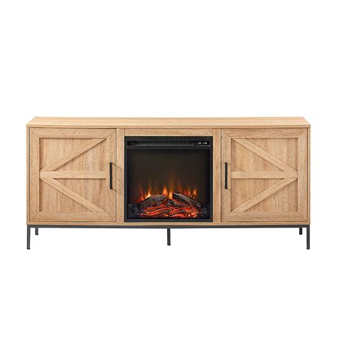 Walker Edison Modern Farmhouse Barn Door Fireplace Tv Stand For Most Tvs Up To 65” Coastal