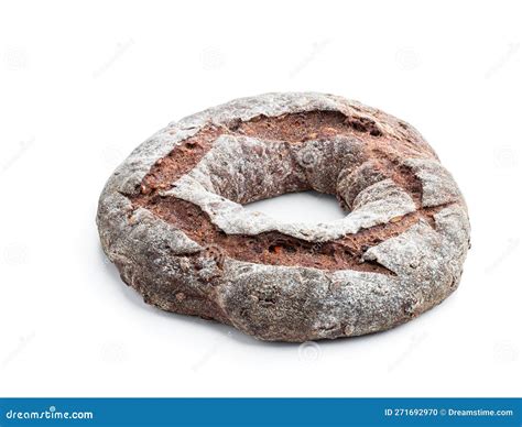 Round Freshly Baked Rye Bread Isolated On White Stock Photo Image Of