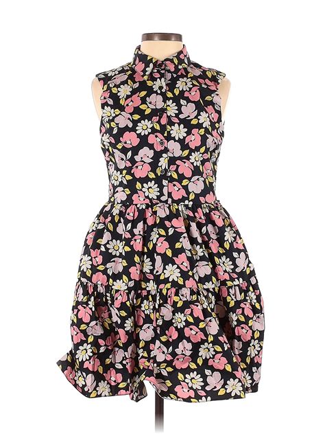 Kate Spade New York Floral Multi Color Black Casual Dress Size S 74