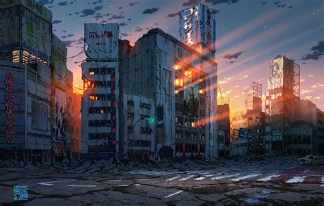 ruins, artwork, apocalyptic, digital art, 2D, anime, HD Wallpaper ...