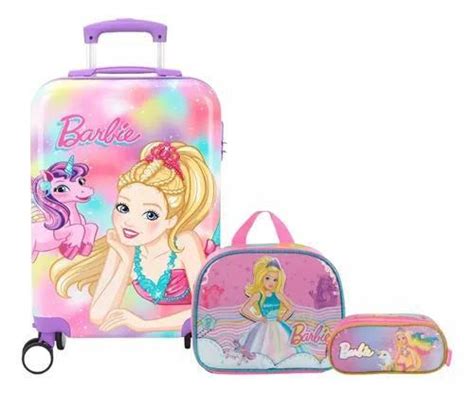 Kit Malinha Mala Escolar R Gida Rodinhas Barbie Fada Luxcel