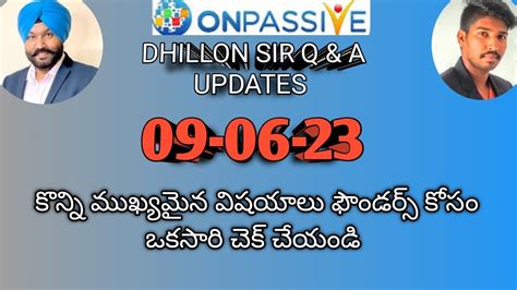 Onpassive Telugu Dhillon Sir Q A Some Important Points For