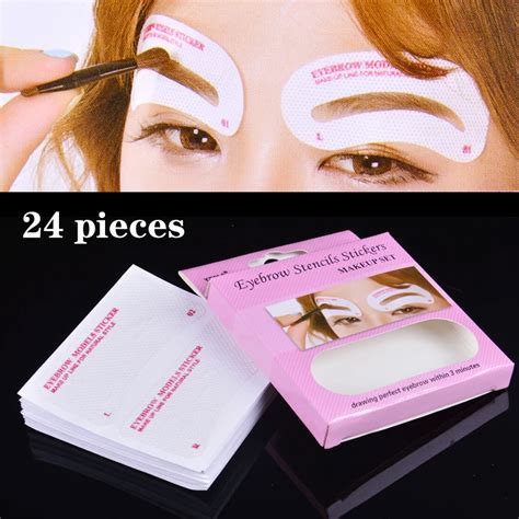 24 Pcs Set Sobrancelha Modelo Adesivos Make Up Sobrancelha Stencils