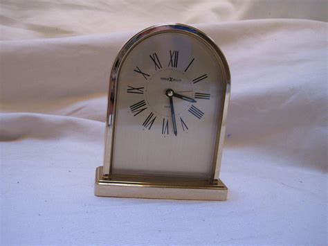 Howard Miller 4re957 Desk Clock W Alarm Brass Colored Case Excellent Condition 1869668927