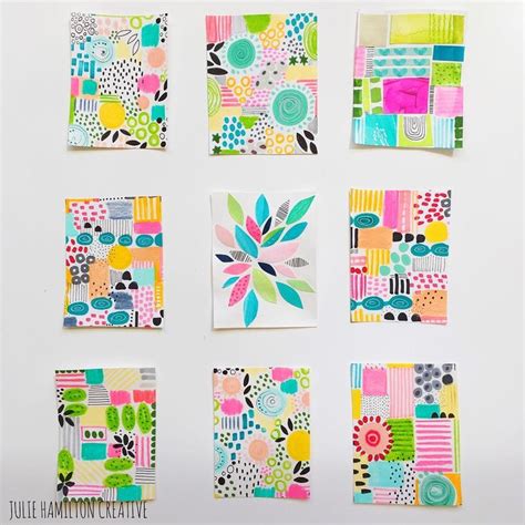 Six Square Pieces Of Paper With Different Designs On Them