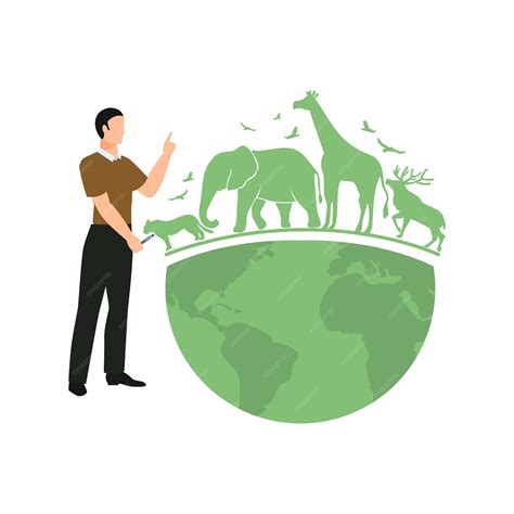 Premium Vector | A boy is watching wild animals