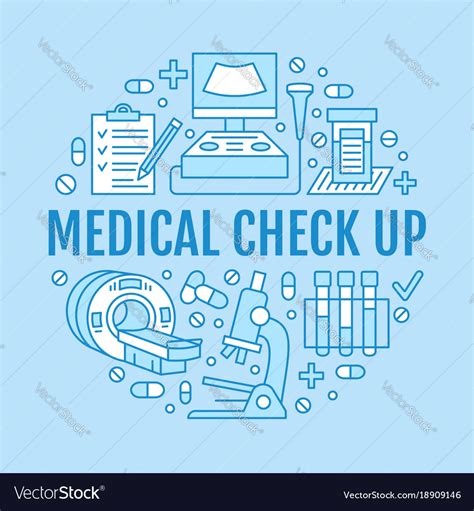 Medical check up poster template flat line Vector Image