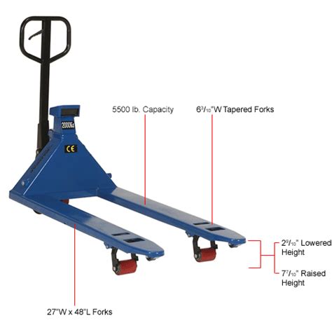 Global Industrial™ Pallet Jack Scale Truck, 27"W x 48"L Forks, 5500 Lb ...