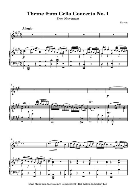 Haydn Theme From Cello Concerto No 1 Sheet Music For Violin 8notes