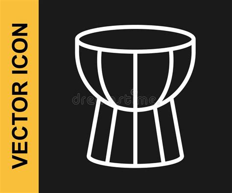 White Line African Darbuka Drum Icon Isolated On Black Background