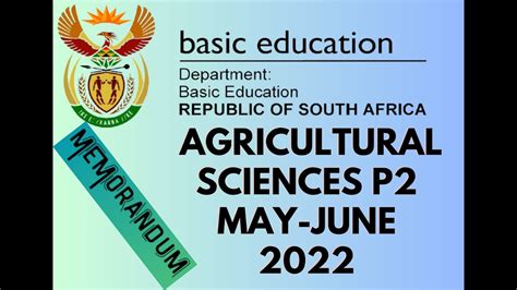 Agricultural Science P May June Memo Youtube