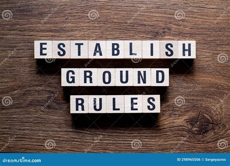 Establish Ground Rules Word Concept On Building Blocks Text Stock