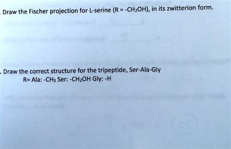 Solved Draw The Fischer Projection For L Serine R Ch Oh In Its