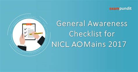 General Awareness Checklist For Nicl Ao Mains 2017