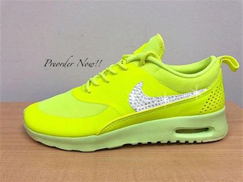 Swarovski Women s Nike Air Max Thea Volt Green Sneakers Etsy Thé Air