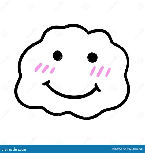 Line Drawing Cartoon Of A Cloud Face Stock Illustration Illustration