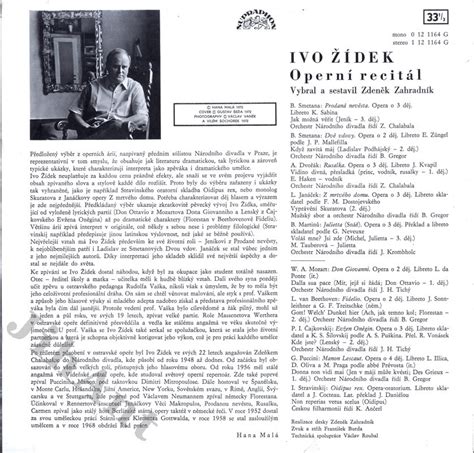 LP Národní umělec Ivo Žídek Operní recitál Supraphon stereo 1 12