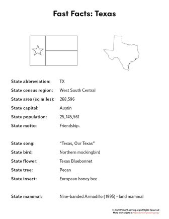 Texas State Facts Primarylearning Org