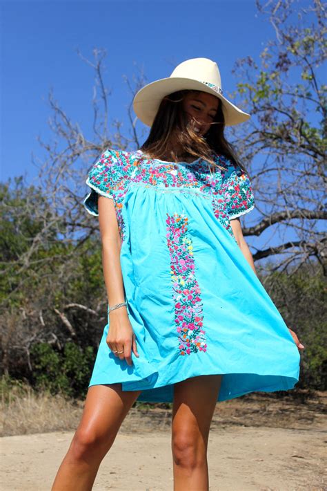 Oaxacan Hand Embroidered Mini Dress Circa ~ 1970s Honeywood