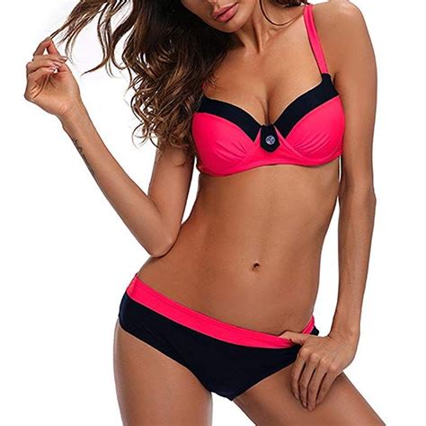 Bikini Mujer Push Up Con Relleno Grueso Con Acero Acolchado Bra Trajes