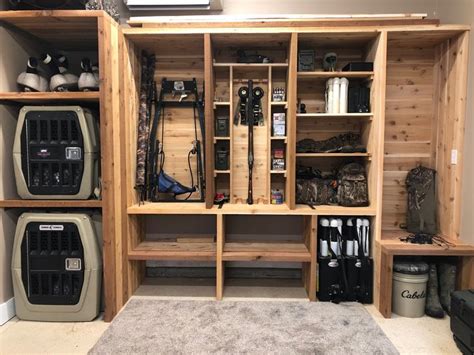 Hunting and Dog gear storage in my 3rd car garage. | Hunting room, Hunting room decor, Hunting ...