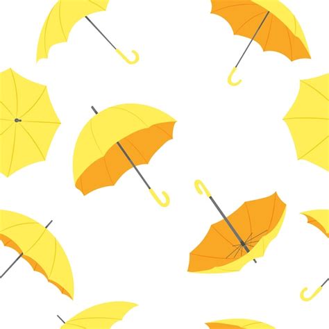 Premium Vector Seamless White Background Yellow Umbrellas