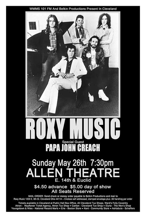 Roxy Music 1974 Cleveland Concert Poster - Raw Sugar Art Studio