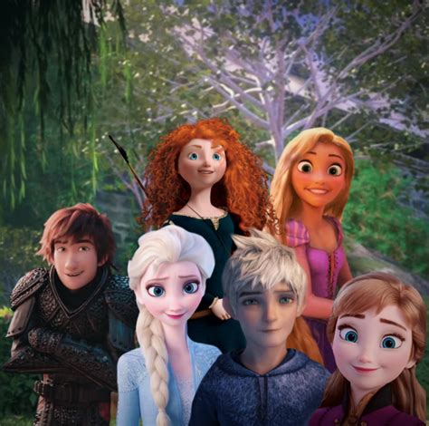 Rise Of The Brave Tangled Frozen Dragons Jack Frost Merida Rapunzel Elsa Anna Hiccup