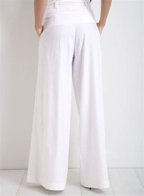 Linen Palazzo Pants Maxi Loose Pants Plus Size Clothing Etsy White Pants Summer High