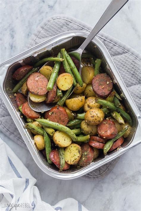 One Pan Sausage Potatoes And Green Beans Video The Recipe Rebel