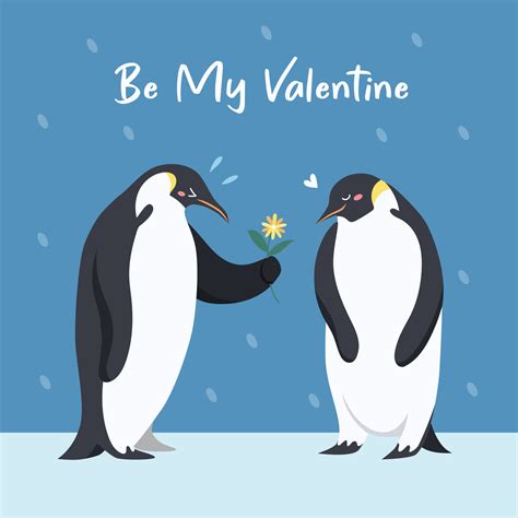 Two cute penguins in love valentine card vector image 17419419 Vector ...