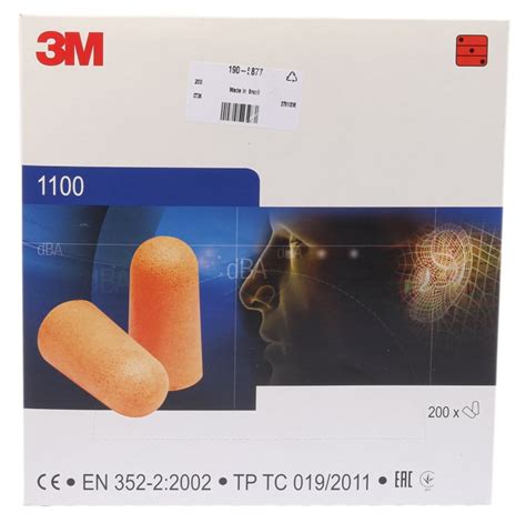 1100 3m 3m 1100 Series Orange Disposable Uncorded Ear Plugs 37db Rated 200 Pairs 190 5877