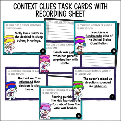 Winter Context Clues Task Cards Curious Classroom Adventures